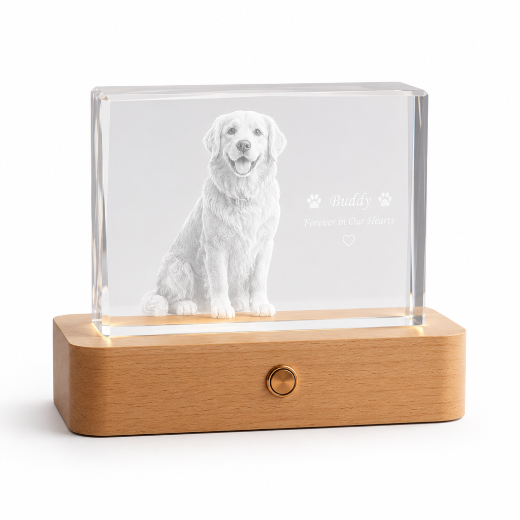3D crystal pet memory display personalized pet memorial gift
