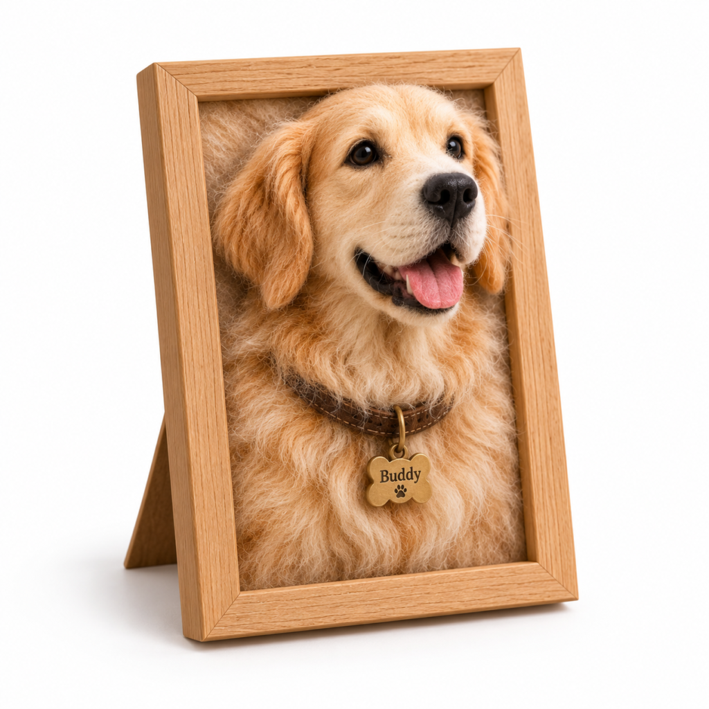 wool felt pet portrait frame handmade memorial keepsake
