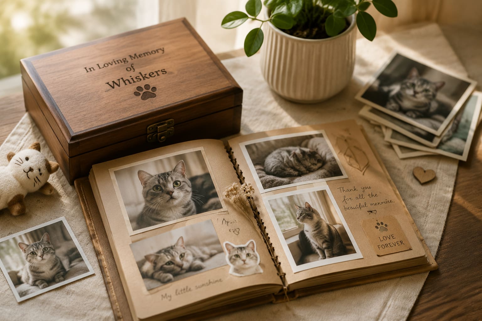a close up photo of a beautiful cat memory box