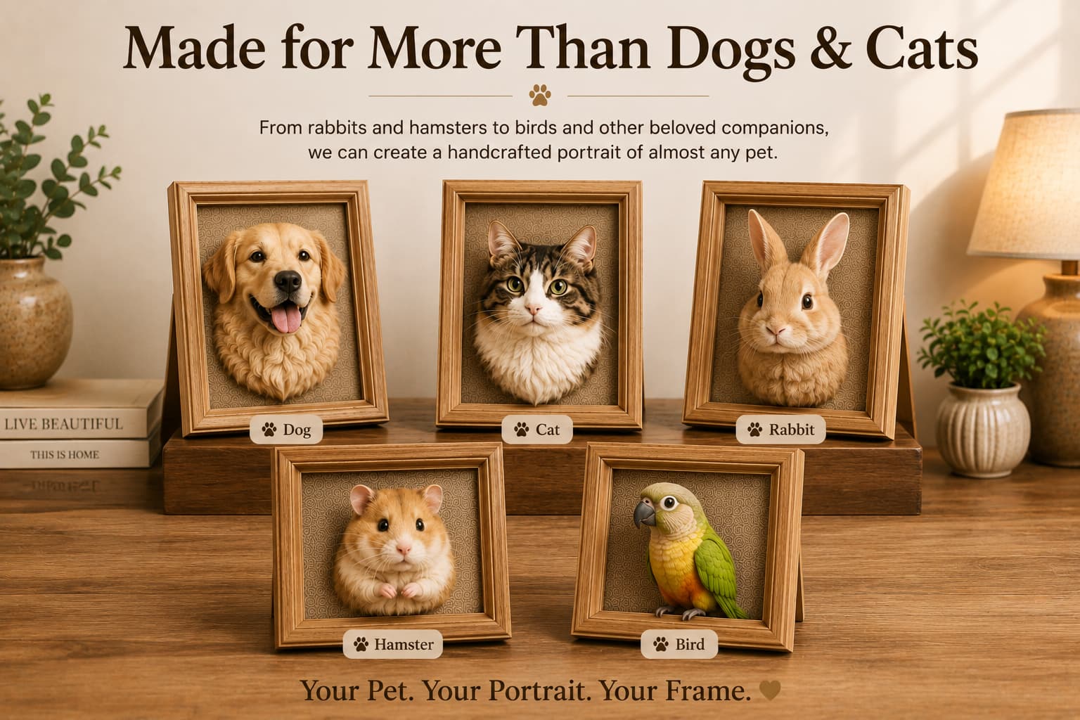 Personalized 3D Needle-Felt Pet Portrait Frame Custom needle felt pet portraits for dogs, cats, rabbits and other pets