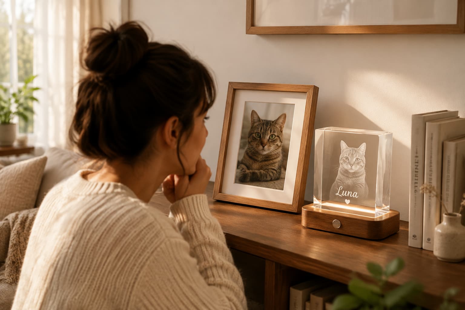personalized cat keepsake displayed