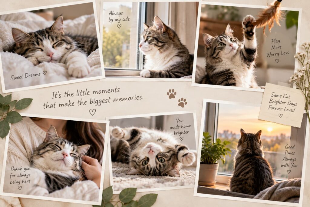 A collection of cat photos capturing cherished everyday memories and special moments